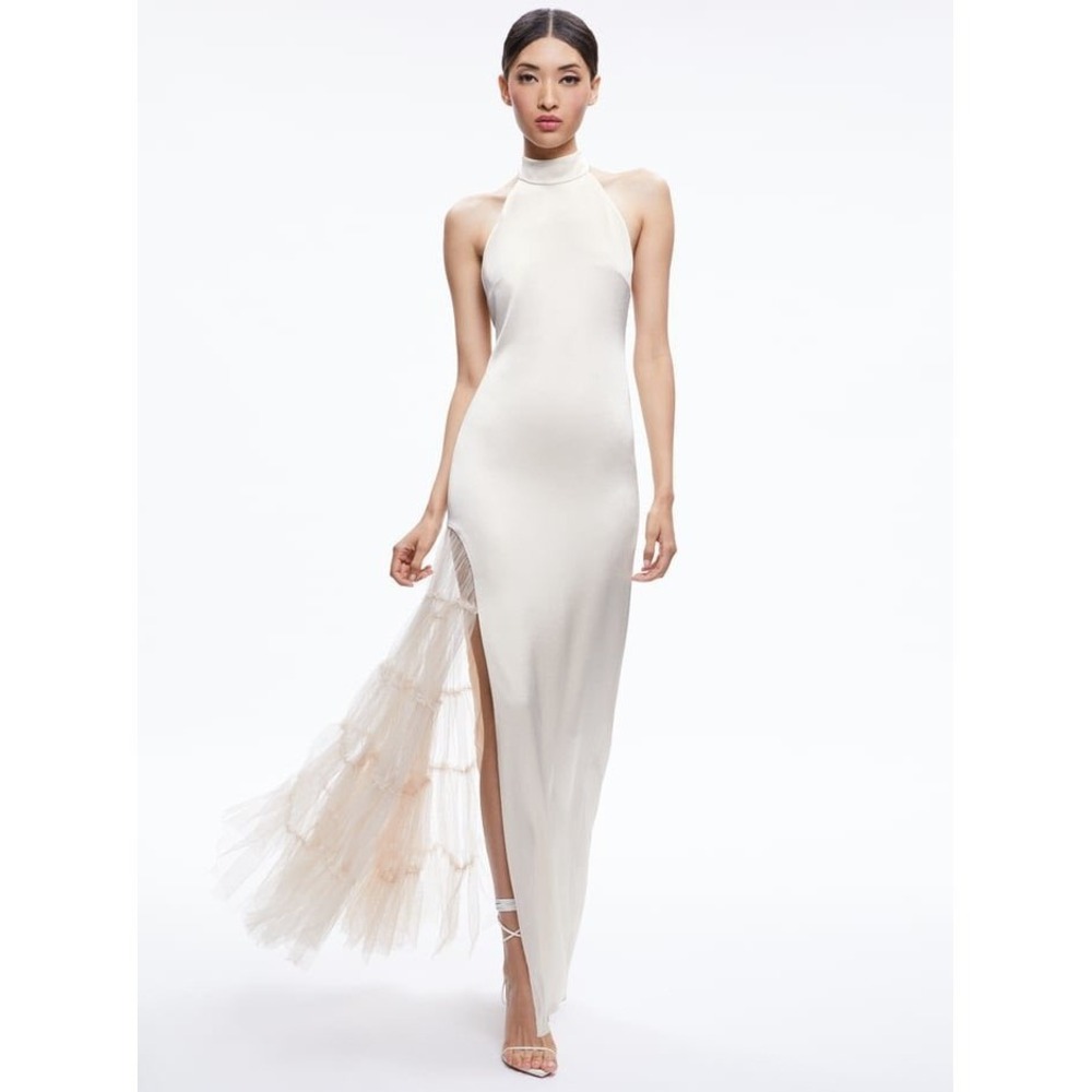 NWT‎ Alice + Olivia Candice Champagne Halter Gown Size 14 $595